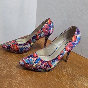 Limelight Vibrant Multicolor Floral Heels